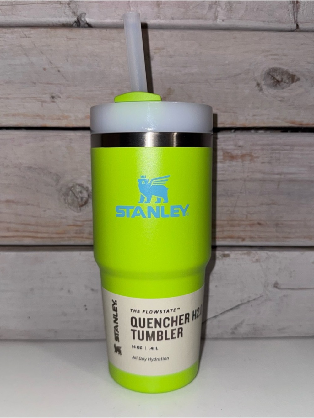 Stanley 14oz Quencher Tumbler BRIGHT LIME Summer 2024 Heat Wave Collection NWT